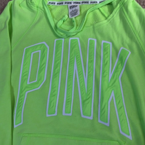 PINK Neon Green Hoodie - Size M - Picture 2 of 5